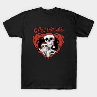 Cats and skull, skull and cat, T-Shirt